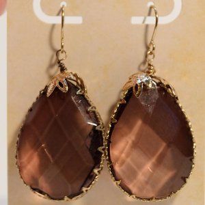 Amber glass pendant earrings